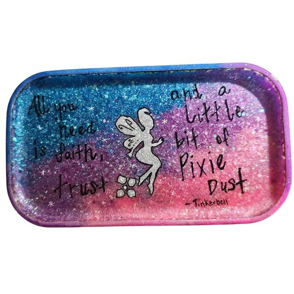 Tinkerbell Tray Glitter Colorful Epoxy Decorative Tray Handmade - Picture 2 of 4